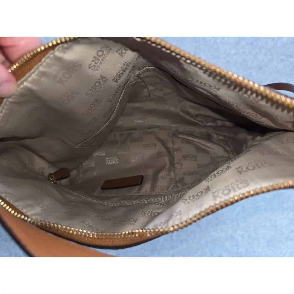 Michael Kors Bedford Large Convertible Hobo Crossbody Bag Luggage Brown Leather